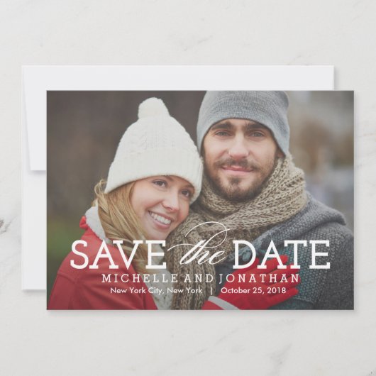 Einfach zeitlose Foto Save the Date Karte (Vorderseite)
