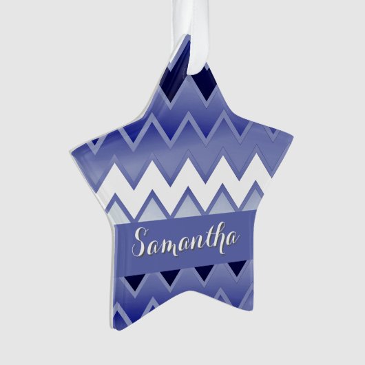 Einfach ZigZag-navy Blue Ornament (Vorderseite)