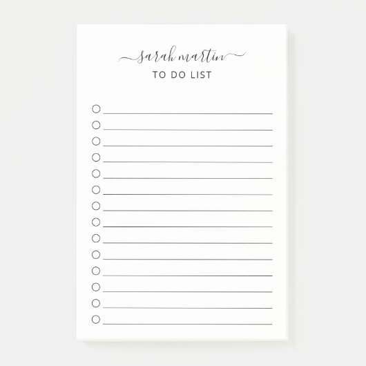 Einfach zu erledigen, moderne Schwarz-Weiß-Eleganz Post-it Klebezettel (Vorderseite)