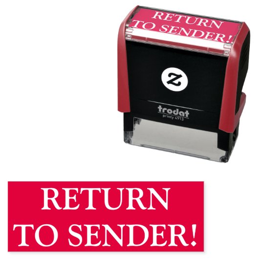 Einfach "ZURÜCK ZUM SENDER!" Briefmarke Permastempel (Beispiel)