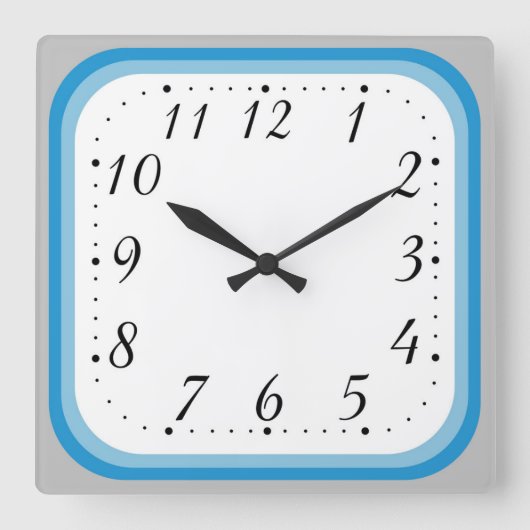 Einfach zwei Farbblau Gerahmt Quadratische Wanduhr (Vorderseite)