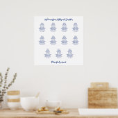 Einfache 11 dunkelblaue Sitzkarte Poster (Küche)