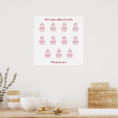 Einfache 11 Tabelle Magenta Rote Sitzkarte Poster (Küche)