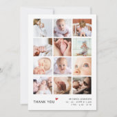 Einfache 12 Foto Collage Baby Dusche Vielen Dank Dankeskarte (Vorderseite)
