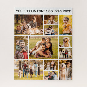 Einfache 12-Foto-Collage Ihr Text Puzzle