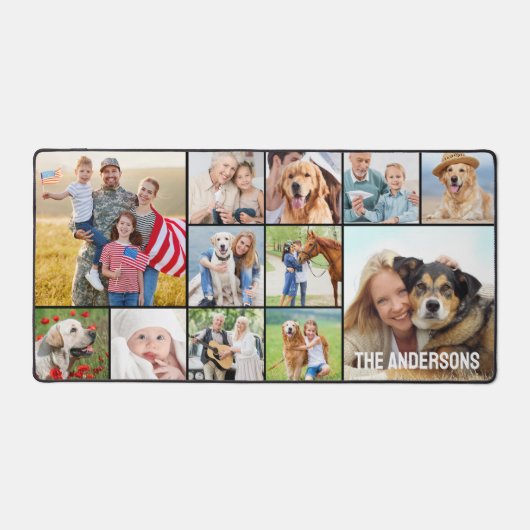 Einfache 12 FotoCollage Custom Large Personalisier Schreibtischunterlage (Vorderseite)