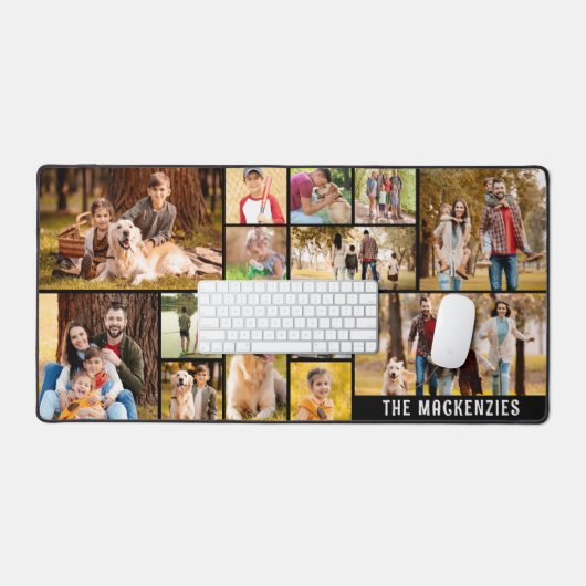 Einfache 14-Bild-Collage Personalisiert Schreibtischunterlage (Tastatur & Maus)