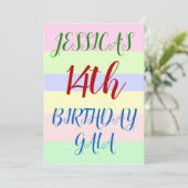 Einfache "14. BIRTHDAY GALA" Einladung zum Geburts (Stehend Vorderseite)