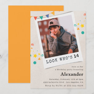 Einfache 14. Geburtstagseinladungen Junge Foto Einladung