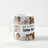 Einfache 17-Foto-Collage mit Textbereich Kaffeetasse (Vorderseite Links)
