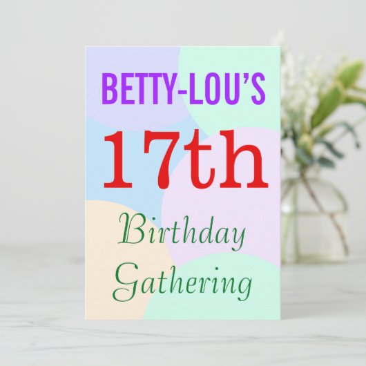 Einfache "17. Geburtstag-Ansammlung" Einladung (Stehend Vorderseite)