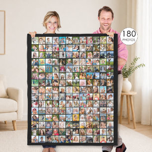 Einfache 180-Quadrat-FotoCollage, benutzerdefinier Fleecedecke