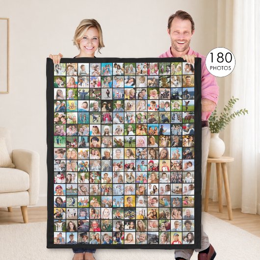 Einfache 180-Quadrat-FotoCollage, benutzerdefinier Fleecedecke