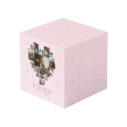 Einfache 18 herzenförmige Foto Collage Paare Gesch Würfel (Vorderseite Schrägansicht)
