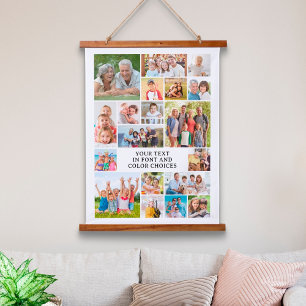 Einfache 19 FotoCollage Personalisiert kundenspezi Wandteppich Mit Holzrahmen