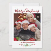 Einfache 1-Foto-Familienpauschale Feiertagskarte (Vorderseite)