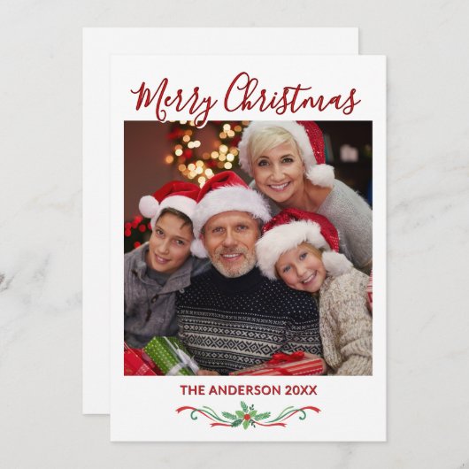 Einfache 1-Foto-Familienpauschale Feiertagskarte (Vorne/Hinten)