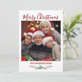 Einfache 1-Foto-Familienpauschale Feiertagskarte (Stehend Vorderseite)