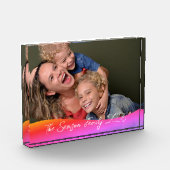 Einfache 1-Foto-Vollabdeckung - Skripttext-Overlay Fotoblock (Links)