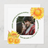 Einfache 1-Foto-Webseite für rustikale Sonnenblume Save The Date (Vorne/Hinten)