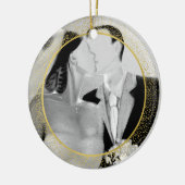 Einfache 1. XMAS Hochzeit Foto Gold Frame Navy Keramik Ornament (Links)