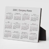 Einfache 2020 Kalender Firmenname auf Gray Desktop Fotoplatte (Seite)