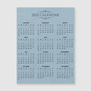Einfache 2021 Kalender auf Blue Paper Magnetic Car Magnetkarte