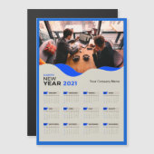 Einfache 2021 Kalender Firmenname mit Foto Magnetkarte (Vorne/Hinten)