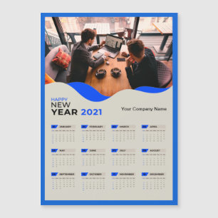 Einfache 2021 Kalender Firmenname mit Foto Magnetkarte