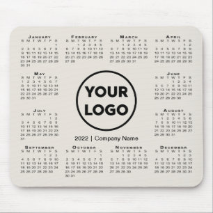 Einfache 2022-Calendar-Firmenlogo Beige Mousepad