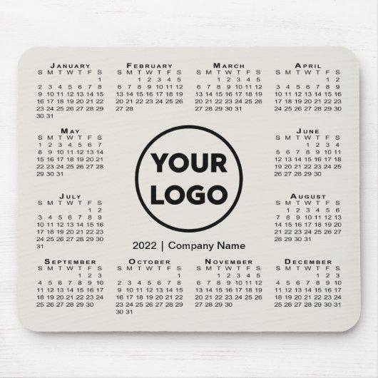 Einfache 2022-Calendar-Firmenlogo Beige Mousepad (Vorne)