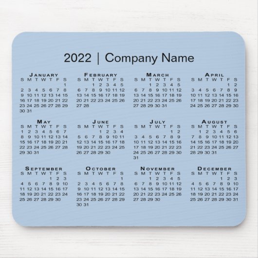 Einfache 2022 Kalender Firmenname auf Light Blue Mousepad (Vorne)