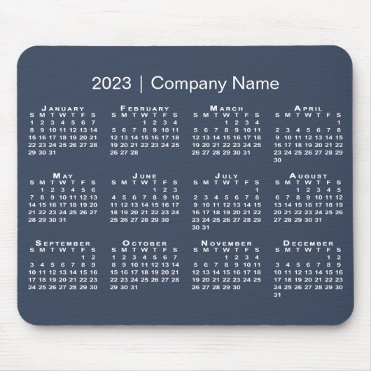 Einfache 2023 Kalender Firmenname auf Navy Blue Mousepad (Vorne)