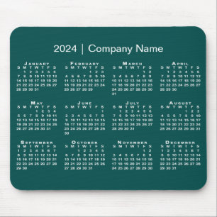 Einfache 2024 Kalender Firmenname auf blau-grün Mousepad