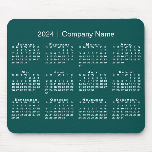 Einfache 2024 Kalender Firmenname auf blau-grün Mousepad (Vorne)