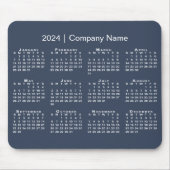 Einfache 2024 Kalender Firmenname auf Navy Blue Mousepad (Vorne)