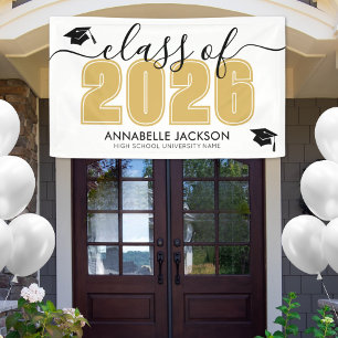 Einfache 2025 Gold Graduation Party Banner