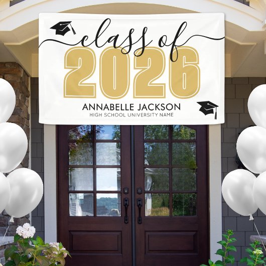Einfache 2025 Gold Graduation Party Banner
