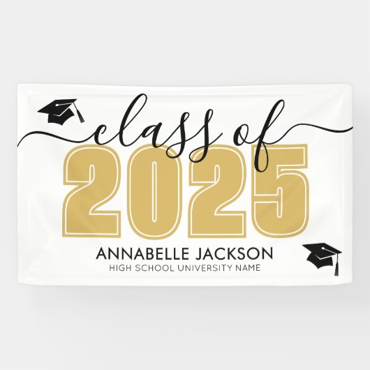 Einfache 2025 Gold Graduation Party Banner (Horizontal)