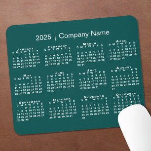 Einfache 2025 Kalender Firmenname auf blau-grün Mousepad