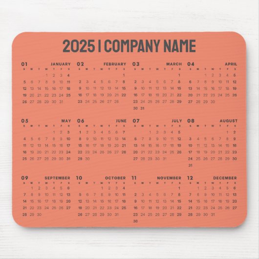 Einfache 2025 Kalenderfirma Name | Jeder Hintergru Mousepad (Vorne)