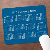 Einfache 2026 Kalender Firmenname auf blau Mousepad