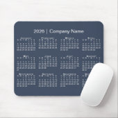 Einfache 2026 Kalender Firmenname auf Navy Blue Mousepad (Mit Mouse)