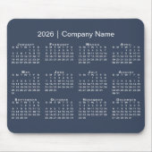 Einfache 2026 Kalender Firmenname auf Navy Blue Mousepad (Vorne)