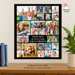 Einfache 21 FotoCollage Personalisiert Poster<br><div class="desc">Erstellen Sie Ihr eigenes personalisiertes, individuelles Collage Foto Poster mit dieser leicht hochzuladenden Vorlage mit 21 Bildern in verschiedenen Formen und Größen, um eine Vielzahl von fotografischen Themen mit Ihrem eigenen Text in Ihrer Auswahl von Schriftart Stile und Farben (in einem weißen klassischen Schriftart vor einer bearbeitbaren schwarzen Hintergrundfarbe gezeigt)....</div>