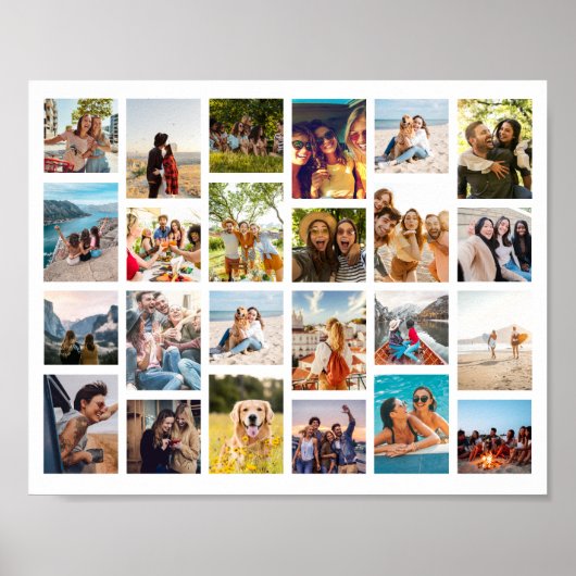 Einfache 24-FotoCollage Poster (Vorne)