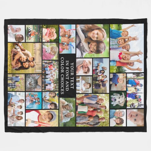 Einfache 25-Bild-Collage Personalisiert Fleecedecke (Vorderseite (Horizontal))