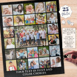 Einfache 25 Fotomaterial Personalisiert kundenspez Puzzle<br><div class="desc">Erstellen Sie eine lustige, unvergessliche Aktivität mit diesem Foto Collage Keepake Puzzle mithilfe einer leicht hochzuladenden Vorlage mit 25 Fotos und personalisiert mit Ihrem benutzerdefinierten Text in Ihrer Wahl von Schriftart Stil und Farben (in Weiß auf Schwarz). OPTIONEN: Das Muster wird auf der Größe 16x20" und 520 Stück gezeigt -...</div>