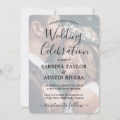 Einfache 2-Foto-Black Script-Hochzeit Einladung (Vorderseite)