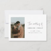 Einfache 2 Foto Hochzeit Einladung (Vorderseite)